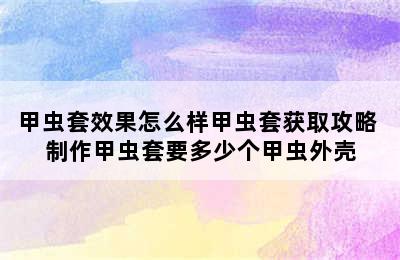 甲虫套效果怎么样甲虫套获取攻略 制作甲虫套要多少个甲虫外壳